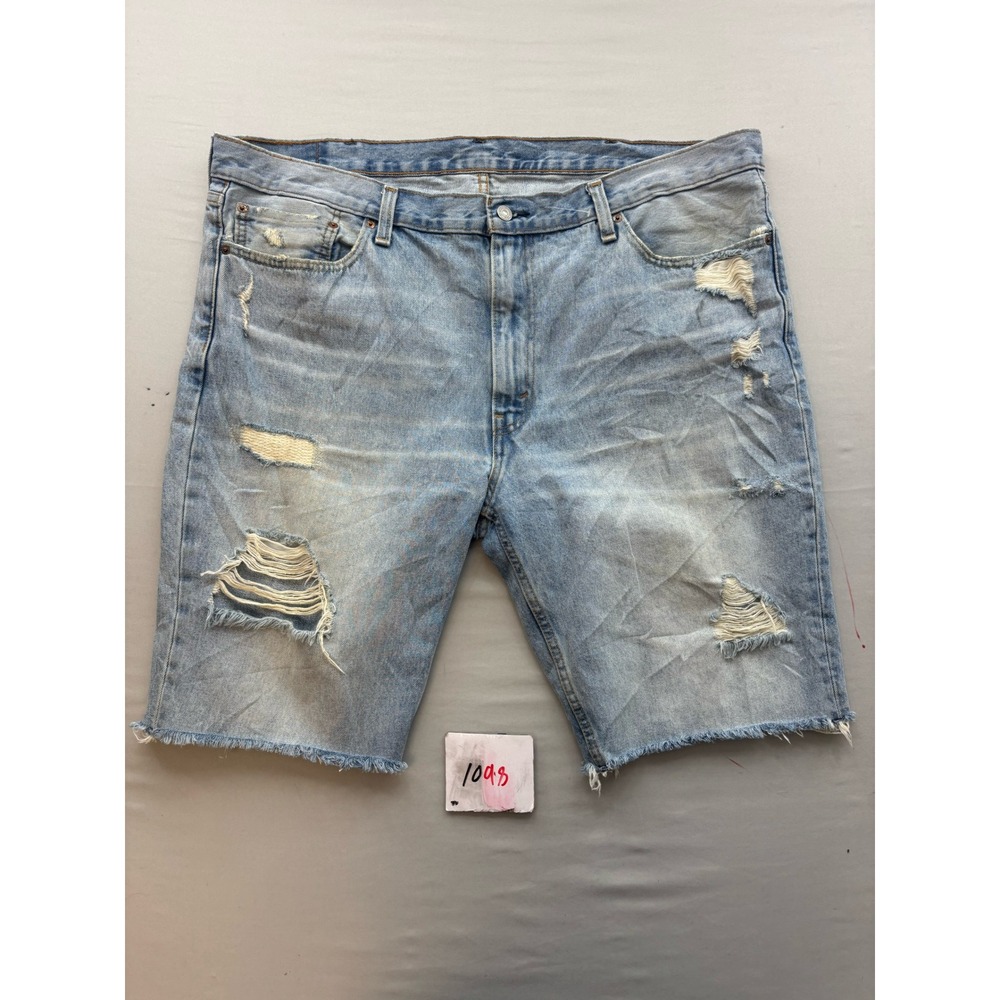 Levis 511 Slim Fit Denim Shorts Mens 42 Light Wash Distressed Cut Off Shorts